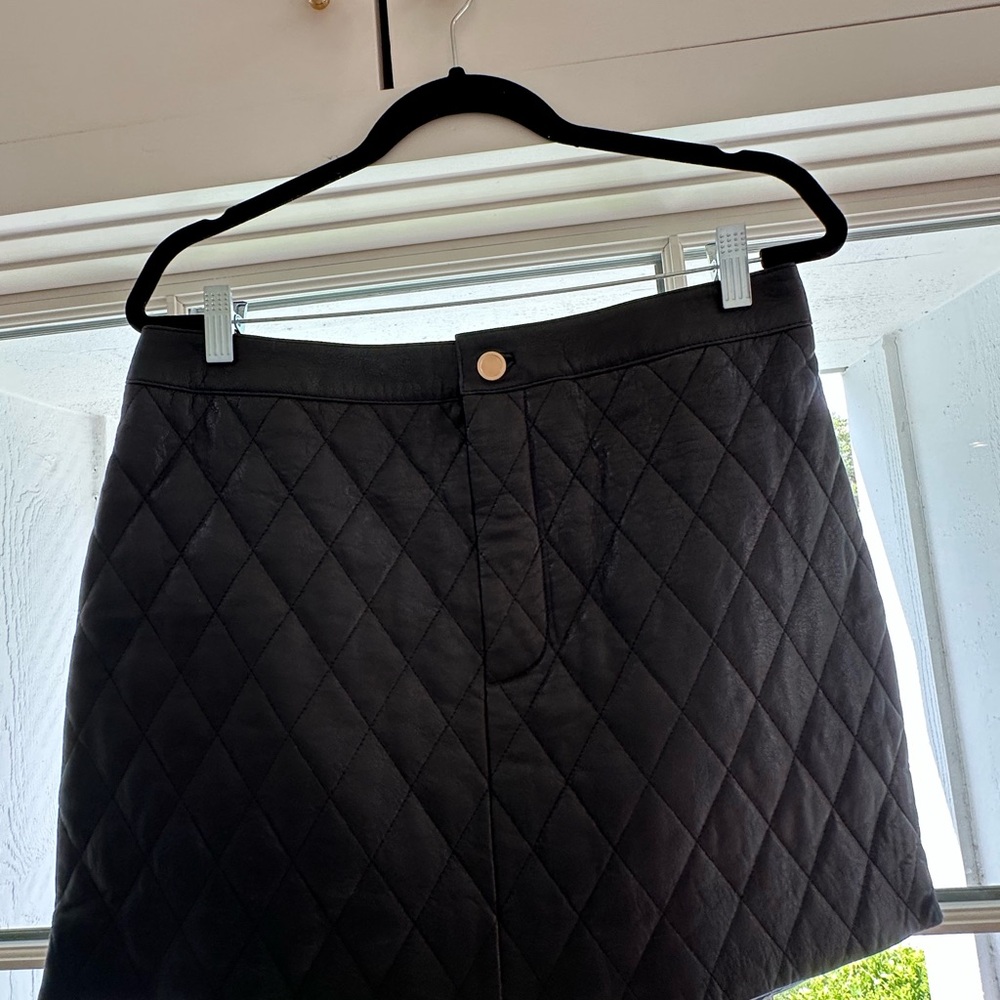 Frame LEATHER Black Quilted Mini Skirt